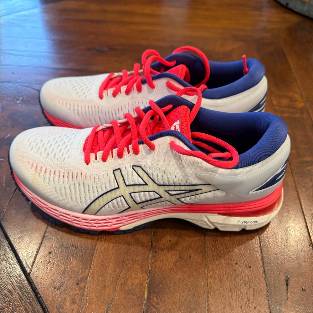 Asics Gel Kayand Athletic White Pink & Blue Sneakers Shoes
